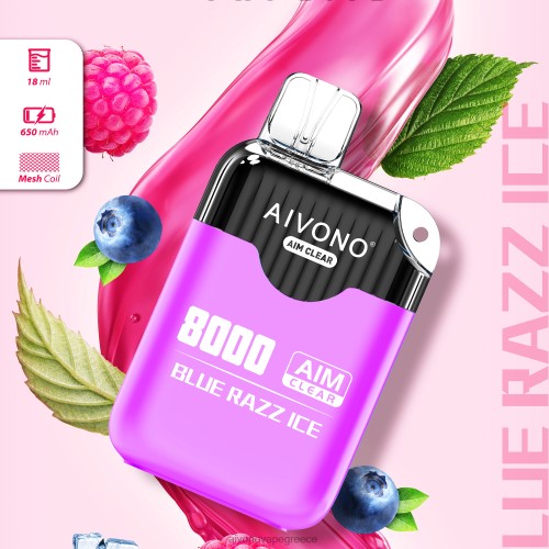Aivono AIM CLEAR 8000 μπλε πάγος razz 40T2F202 - Aivono Vape Review
