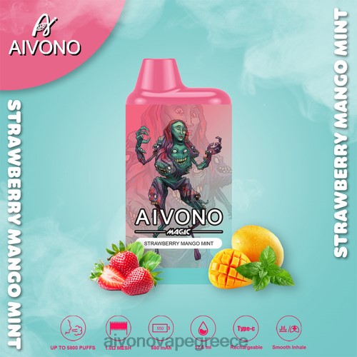 Aivono AIM MAGIC 5800 κουτί τσιγάρο μέντα μάνγκο φράουλα 40T2F97 - Aivono Vape Greece