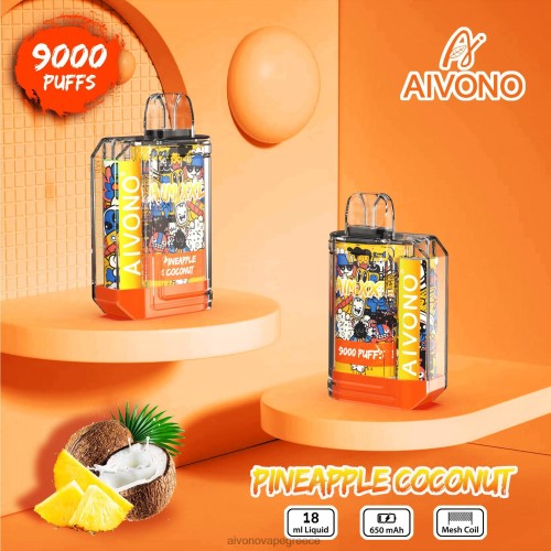 Aivono AIM XXL Αυτοκόλλητο 9000 στόμα διάφανο ανανά καρύδα 40T2F52 - Aivono Vape Ελλάδα
