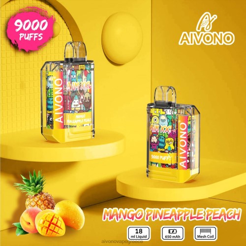 Aivono AIM XXL Αυτοκόλλητο 9000 στόμα διάφανο μάνγκο ανανά ροδάκινο 40T2F49 - Aivono Vape Greece