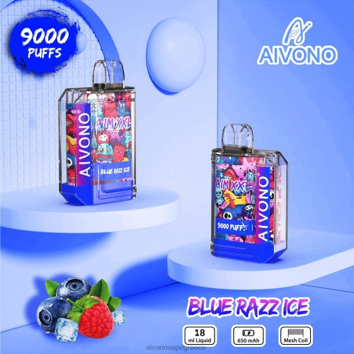 Aivono AIM XXL Αυτοκόλλητο 9000 στόμα διάφανο μπλε πάγος razz 40T2F54 - Aivono Vape Review