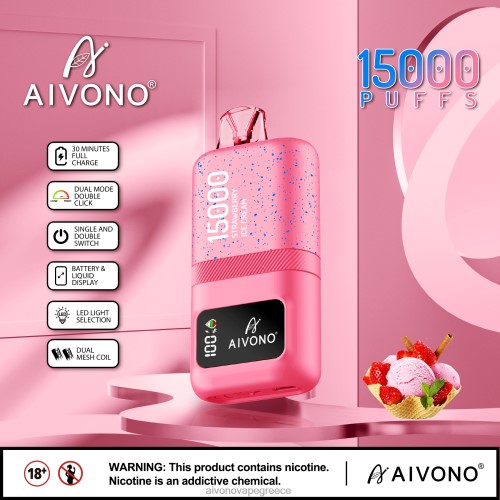Aivono AIM magic 15000 παγωτό φράουλα 40T2F66 - Aivono Vape Review