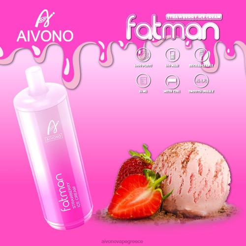 Aivono FATMAN 6800 παγωτό φράουλα 40T2F21 - Aivono Vape Greece
